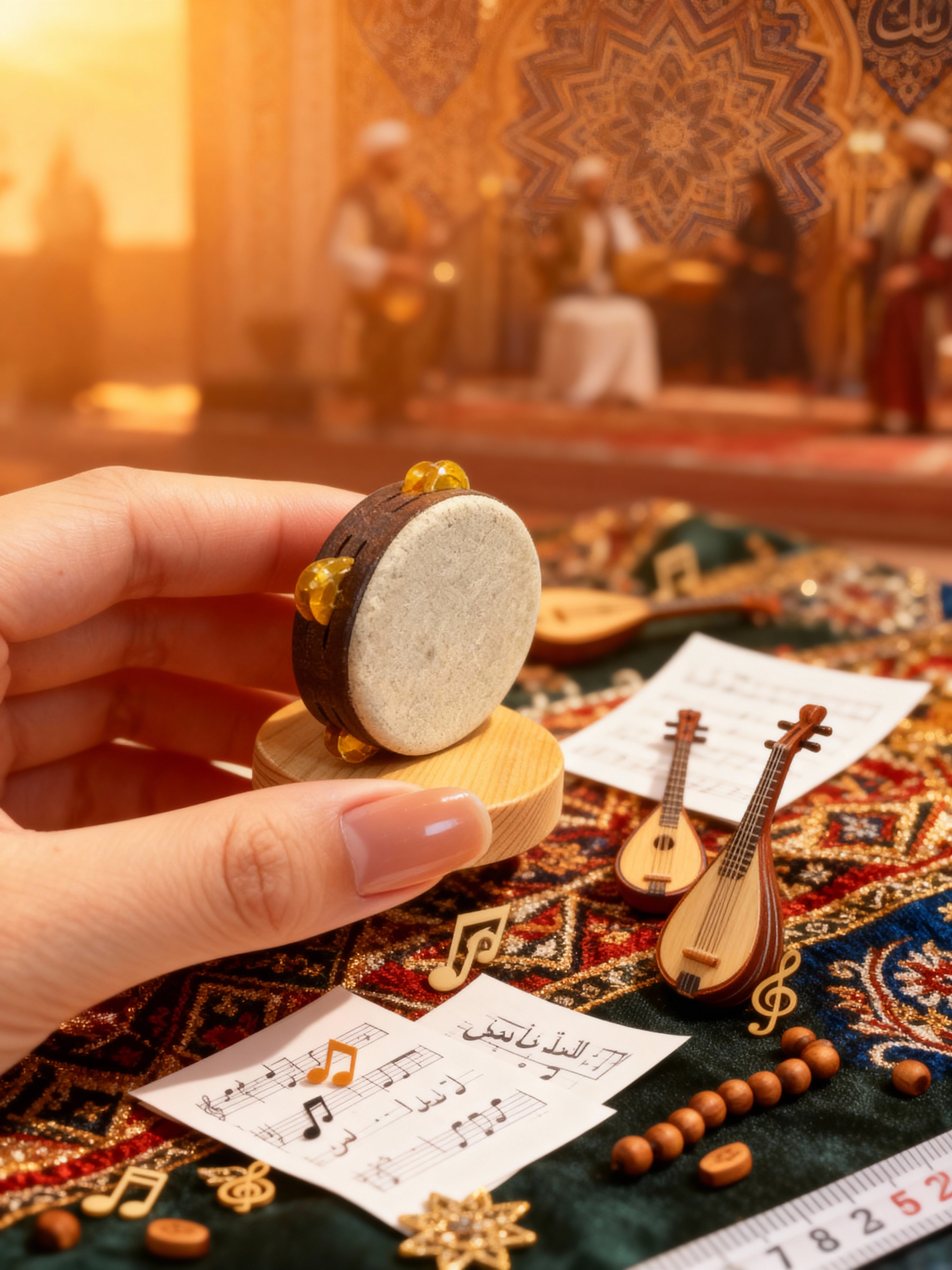 Handmade Wooden Frame Drum Figurin