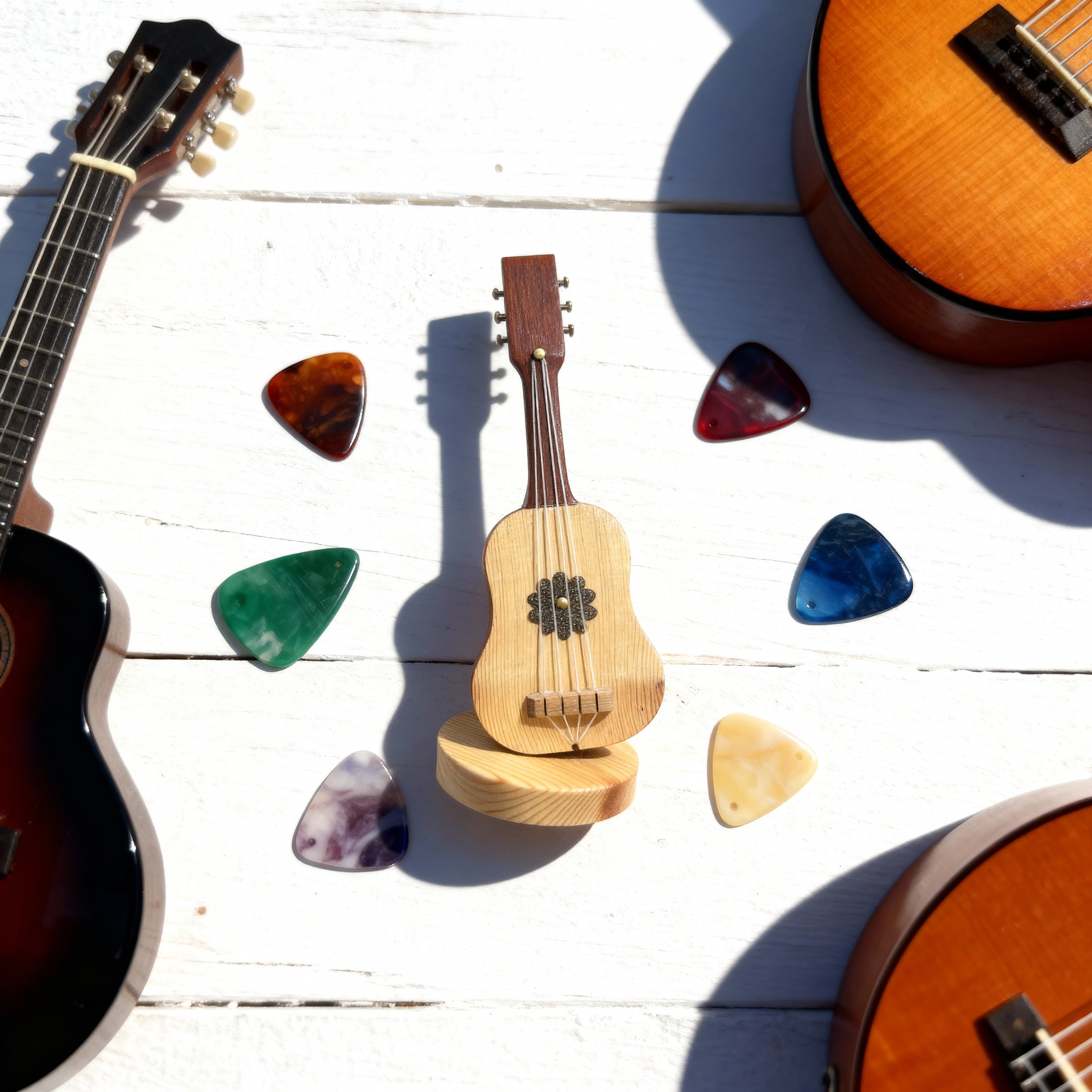Handmade Wooden Guitar Figurine