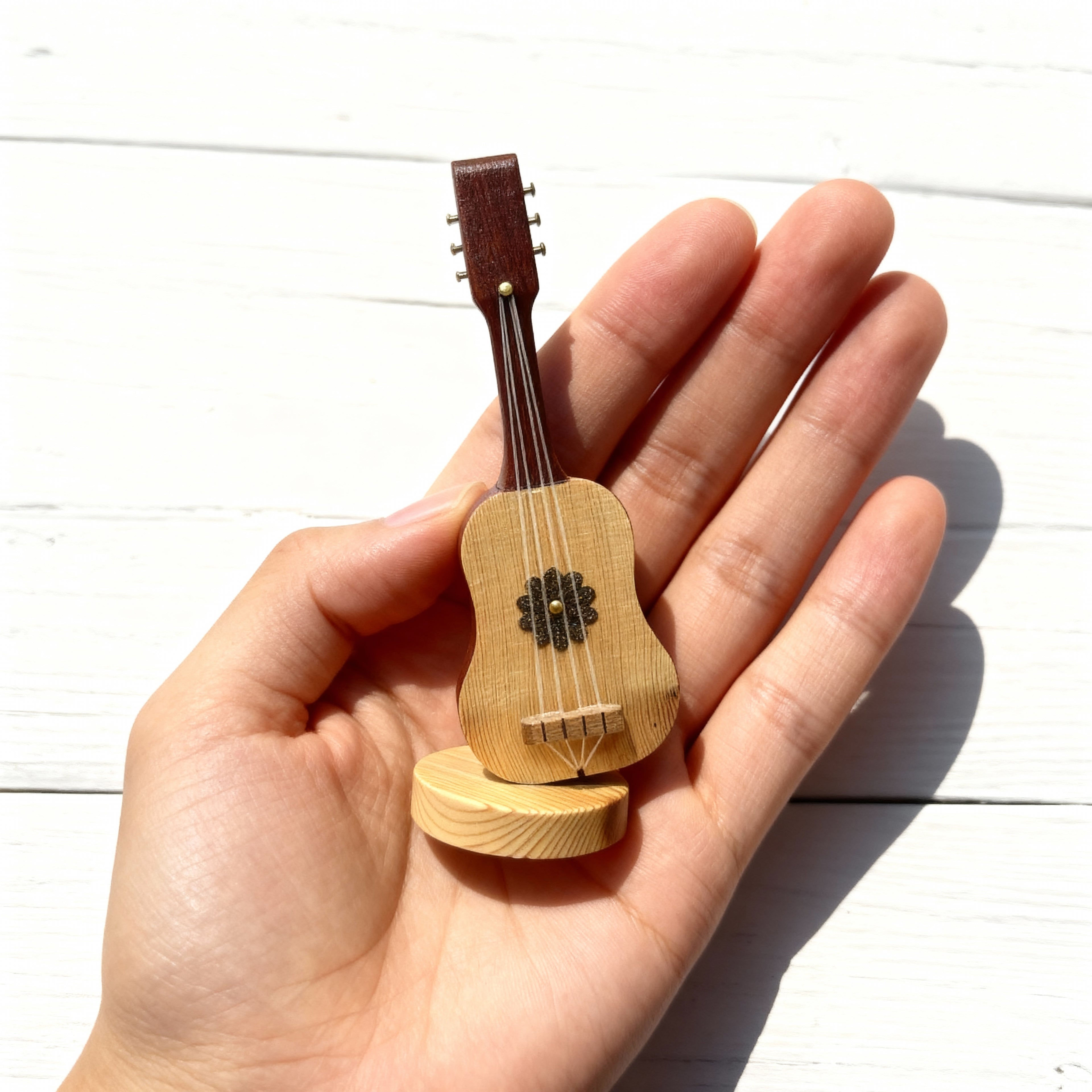 Handmade Wooden Guitar Figurine