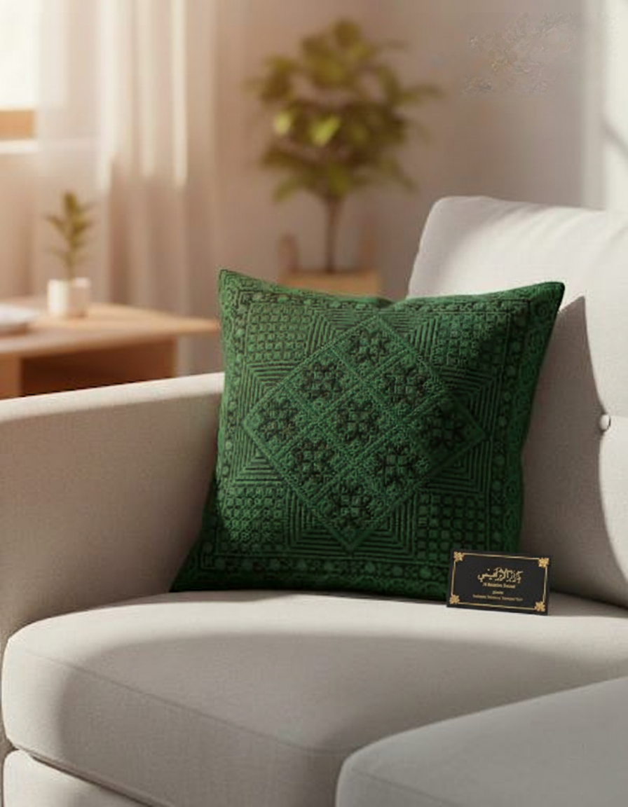 غطاء وسادة مربع مطرز