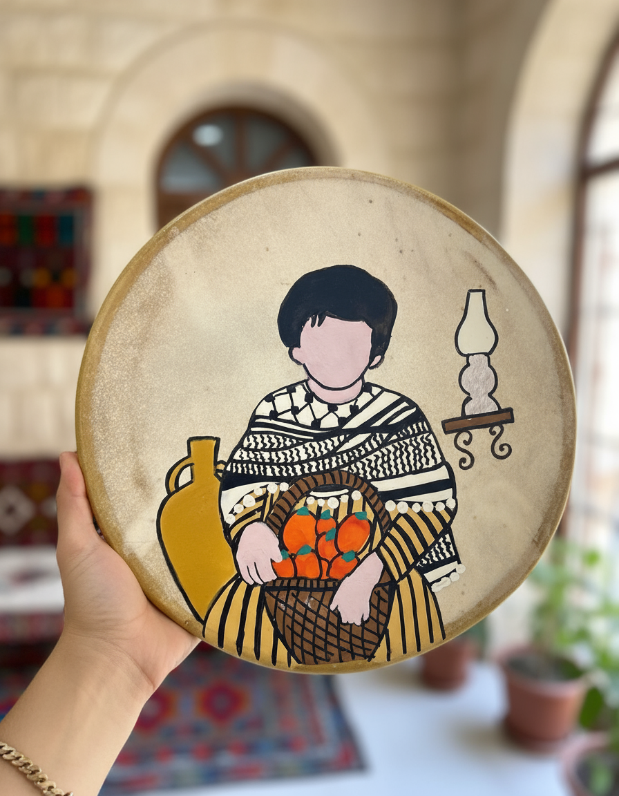 Tambor Daf con diseños tradicionales