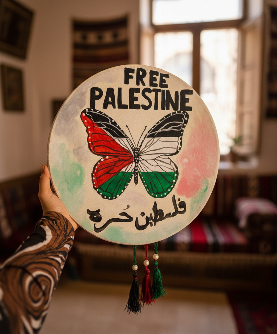 Tambor Daf con diseños tradicionales