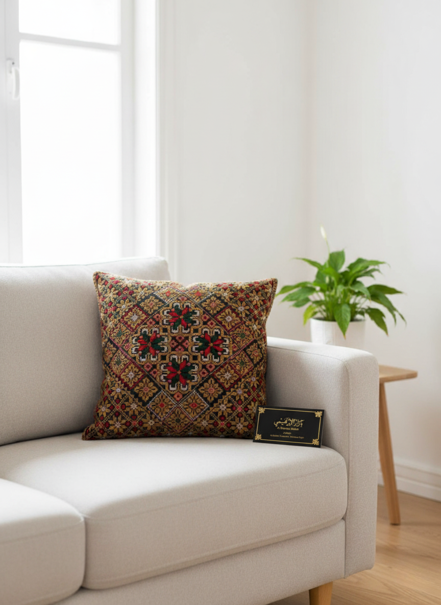 غطاء وسادة مربع مطرز