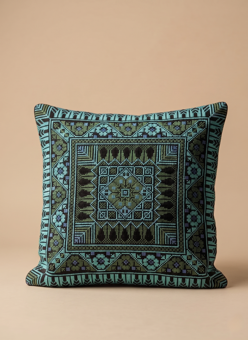 Embroidered Square Pillow Cover -Boho style