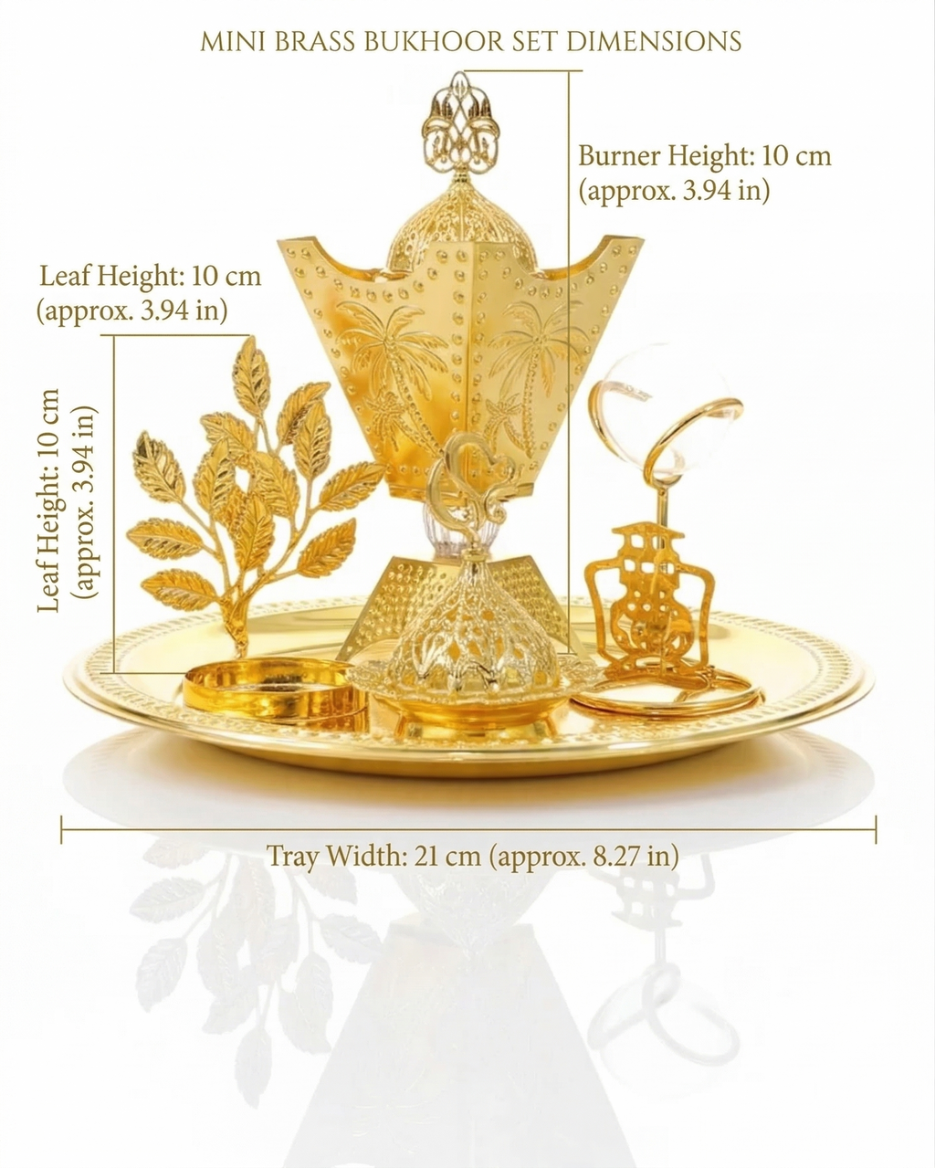 Mini Brass Serving Tray Set - Traditional Jordanian Decor