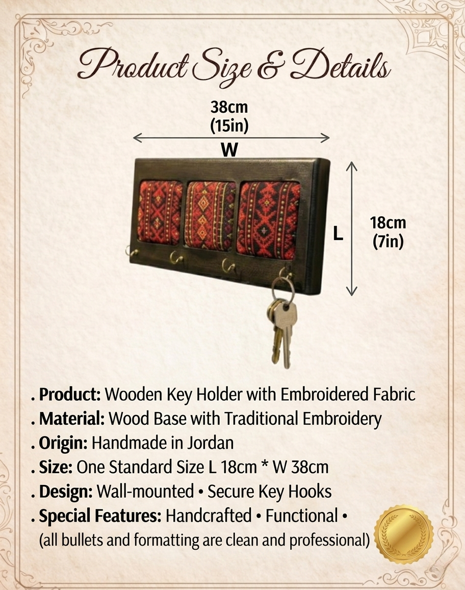 سلسلة مفاتيح خشبية مطرزة