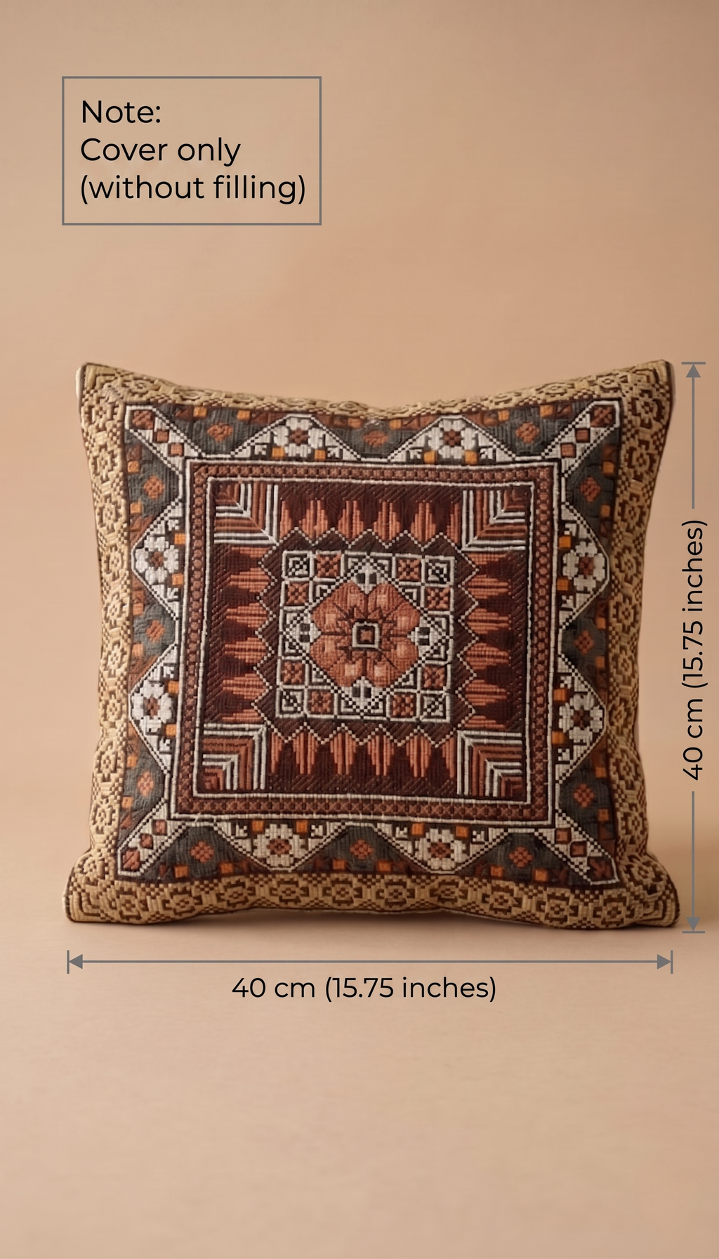 Embroidered Square Pillow Cover -Boho style