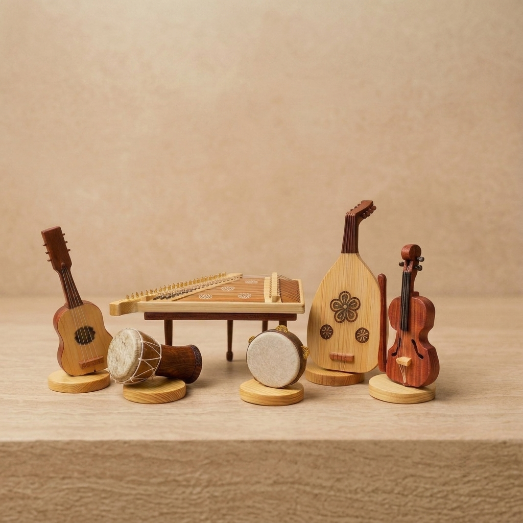 Handmade Wooden Musical Instruments Figurines — Heritage Collection