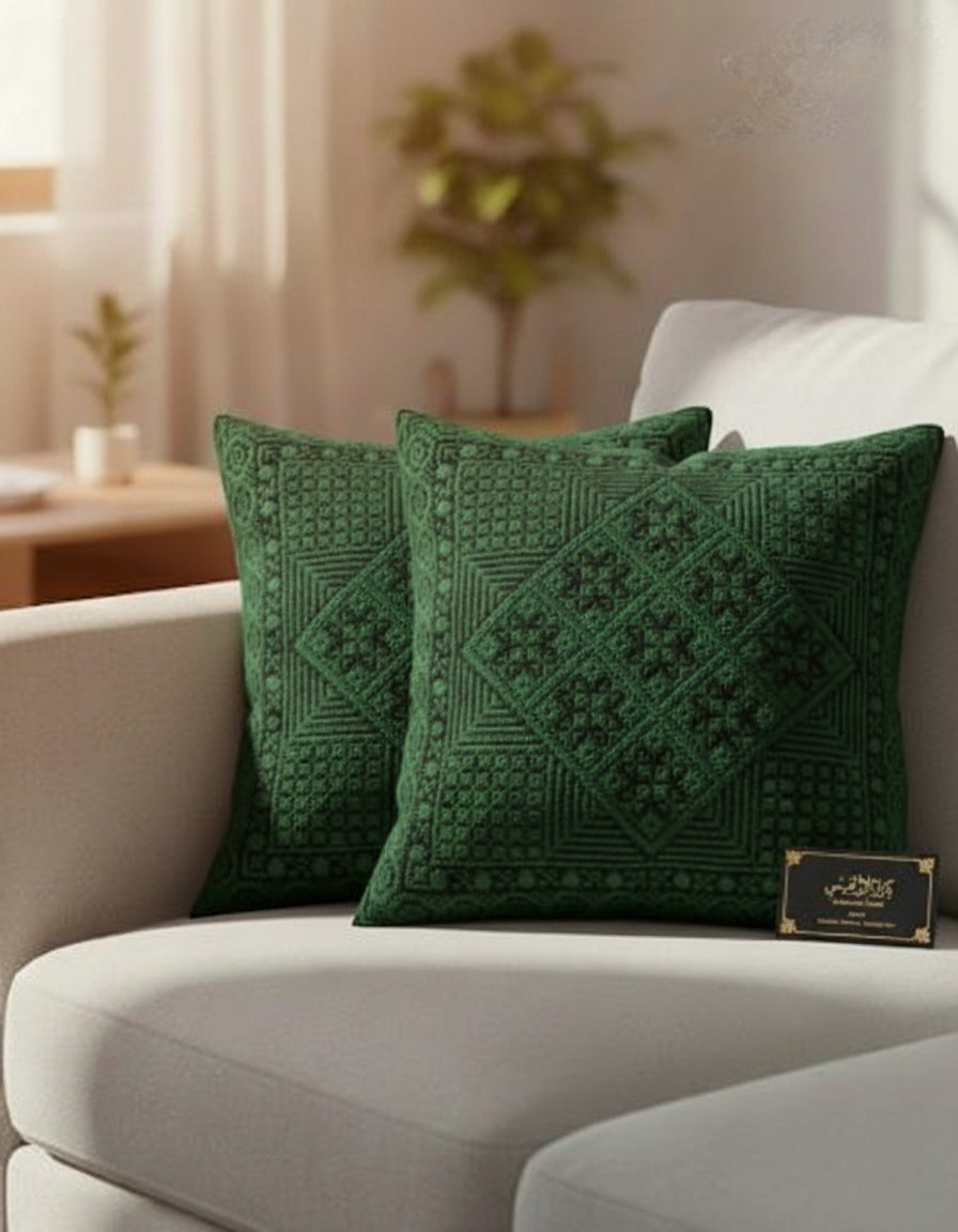 غطاء وسادة مربع مطرز