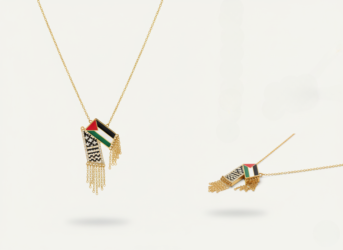 Gold-plated necklace with a Palestinian sca