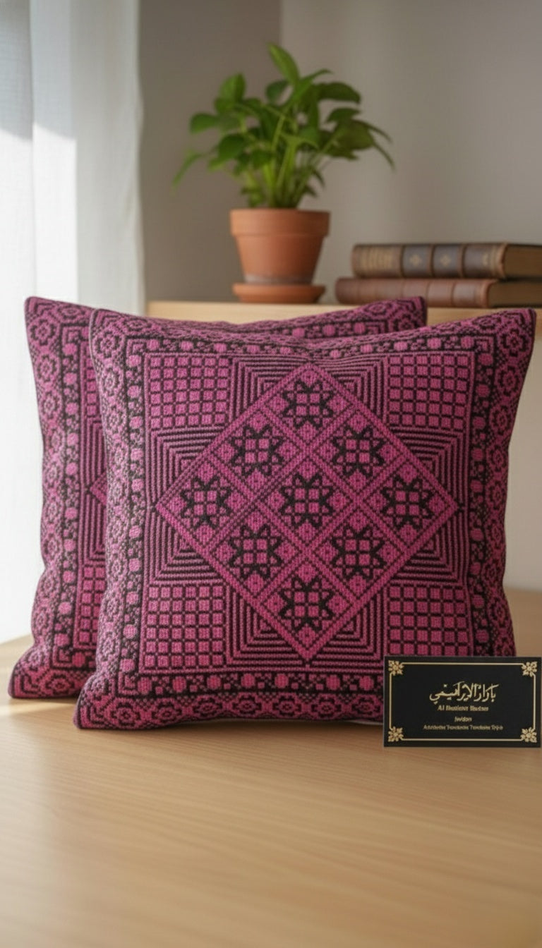 غطاء وسادة مربع مطرز