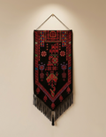 Modern Embroidered Fabric Wall Art | Black & Red-P