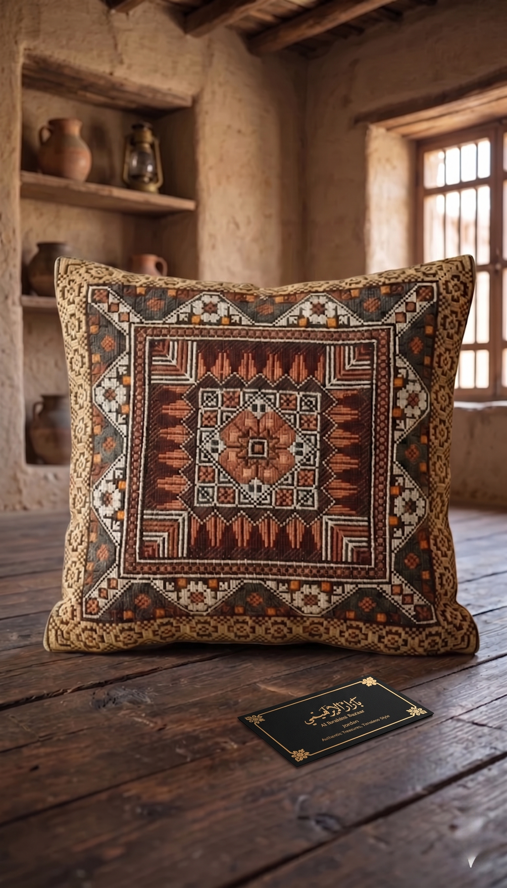 Embroidered Square Pillow Cover -Boho style
