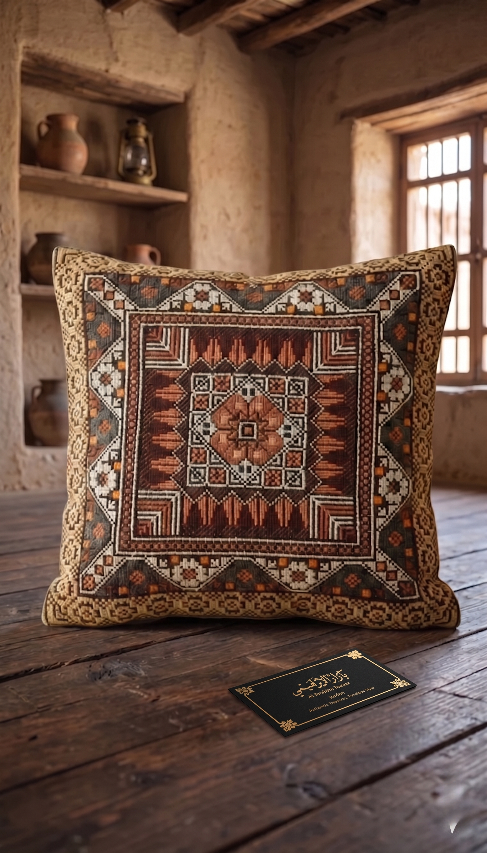 Embroidered Square Pillow Cover -Boho style