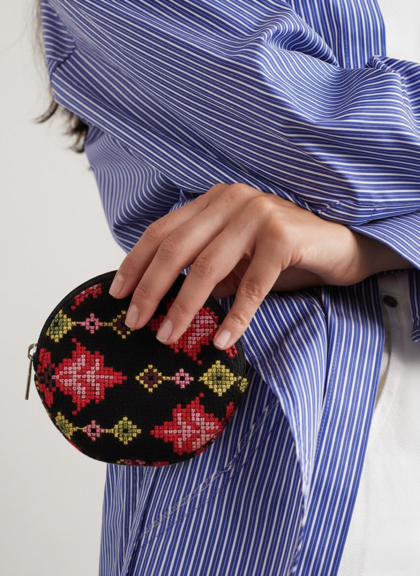 Embroidered Round Women’s Coin Purse – Multi Colors