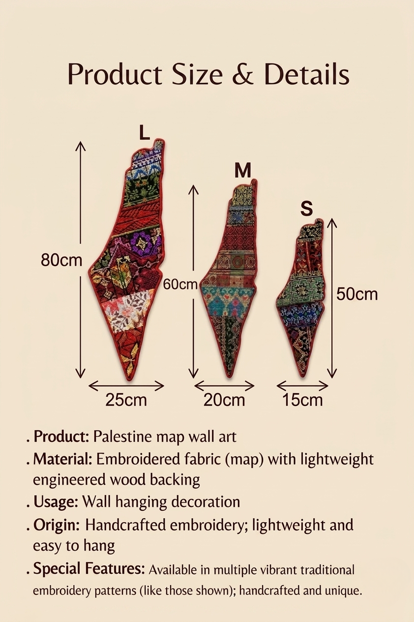 Embroidered Map of Palestine Wall Art