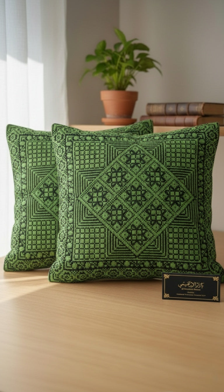 غطاء وسادة مربع مطرز