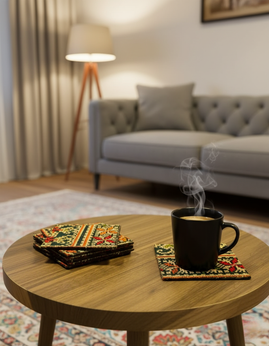 Embroidered Fabric Coasters | Lightweight & Colorful