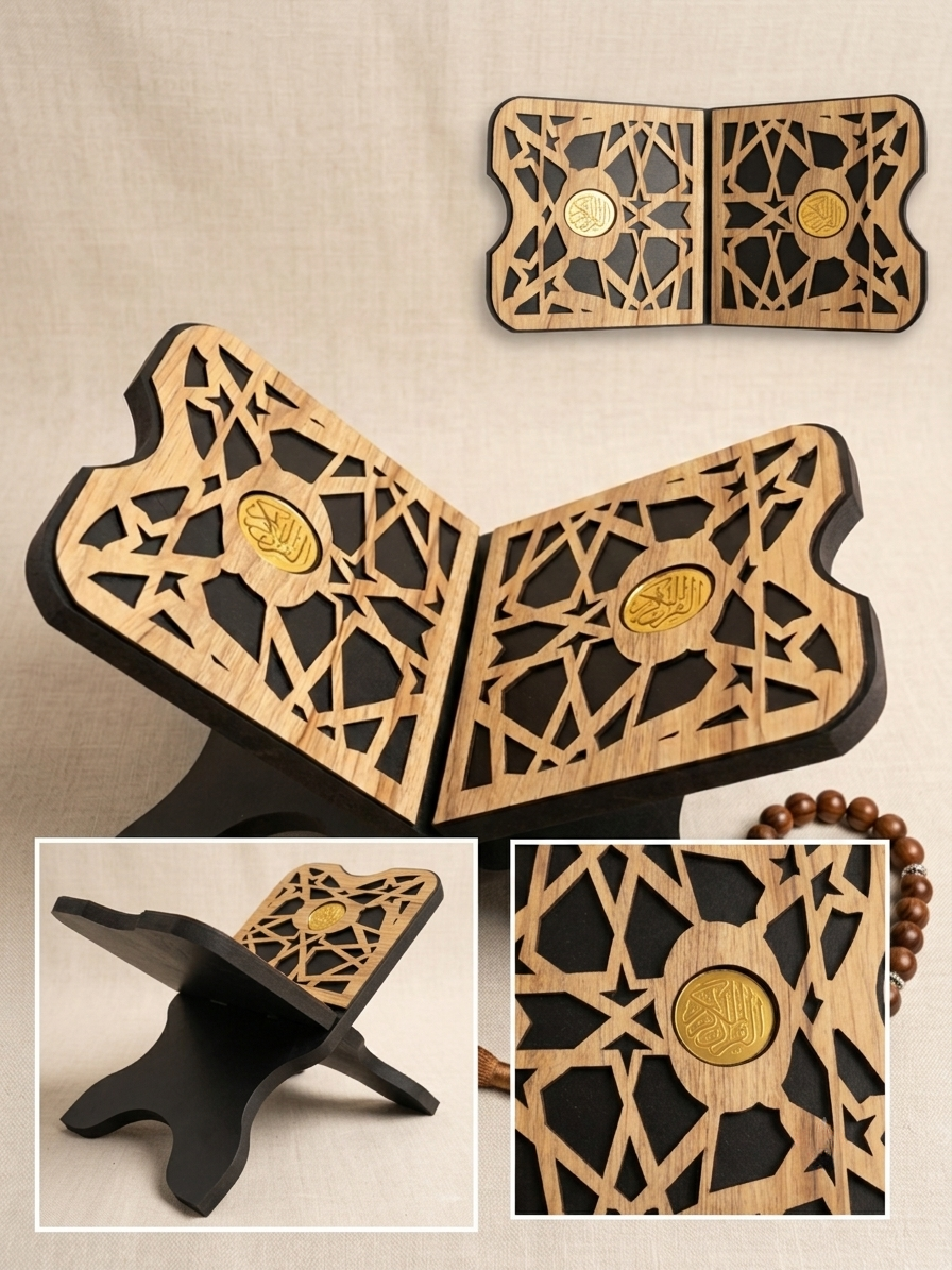Handcrafted Quran Stand – Laser-Cut Wood & MDF