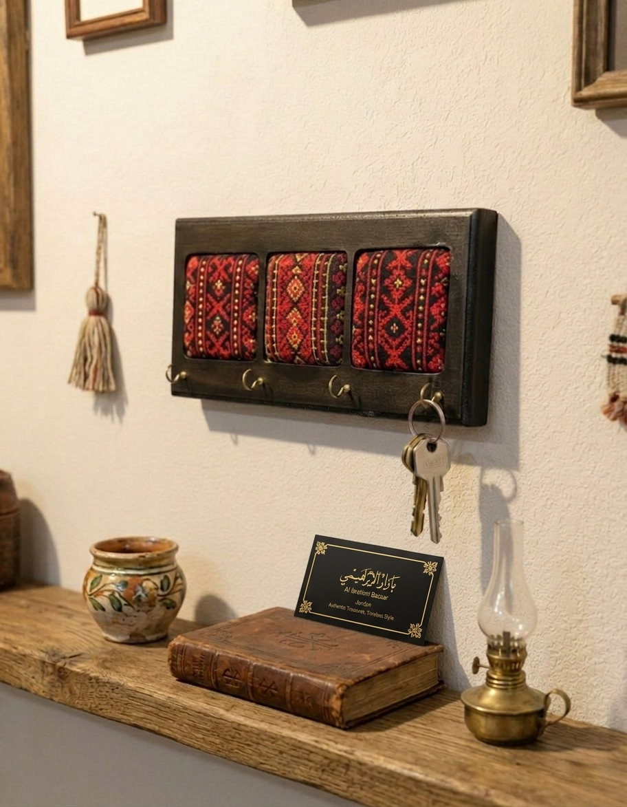 Embroidered Wooden Keychain