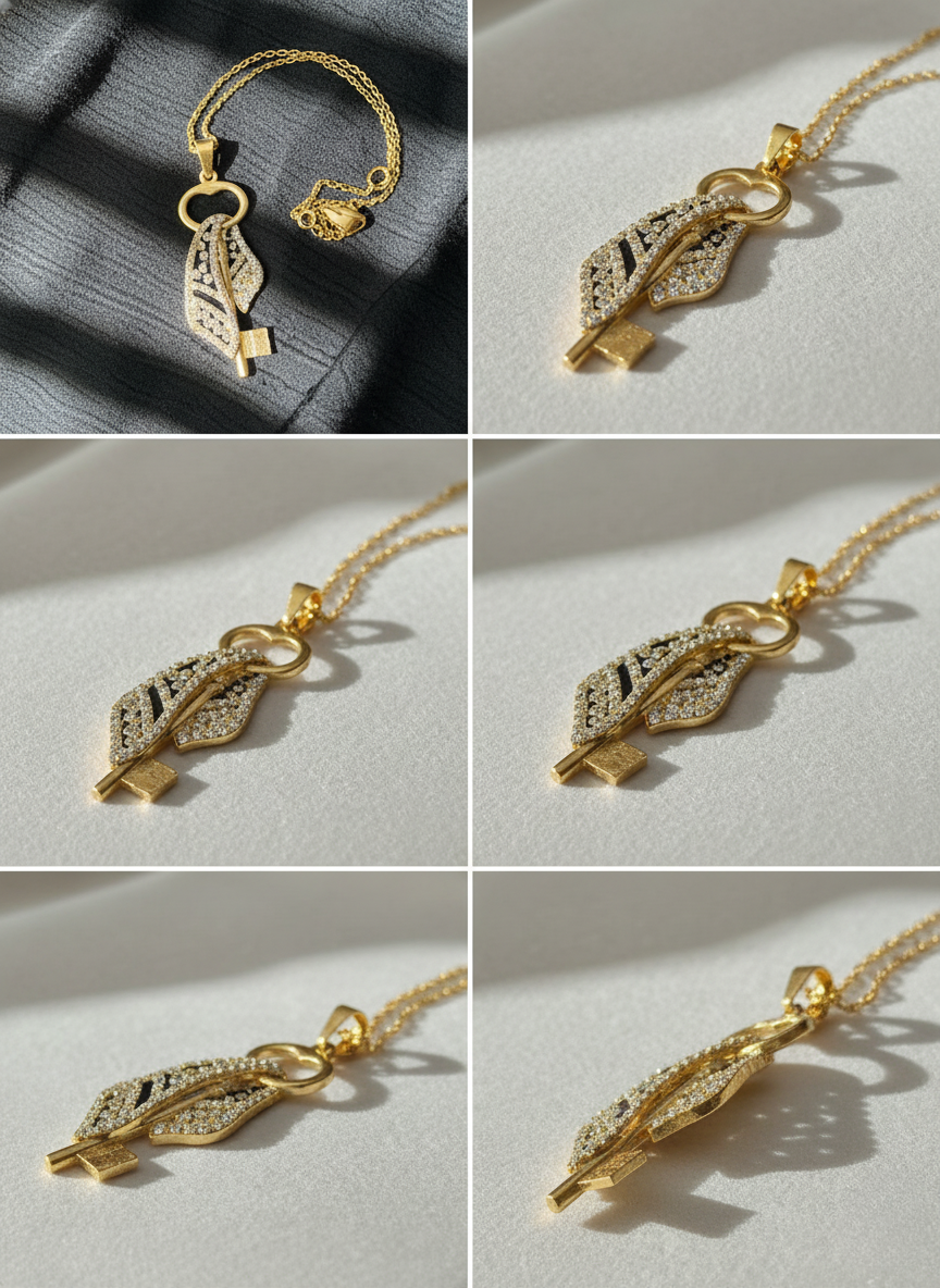 Gold-plated necklace with Key and Mini Kufiya Pendant