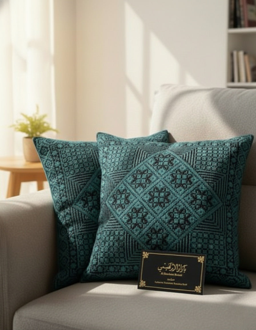 غطاء وسادة مربع مطرز