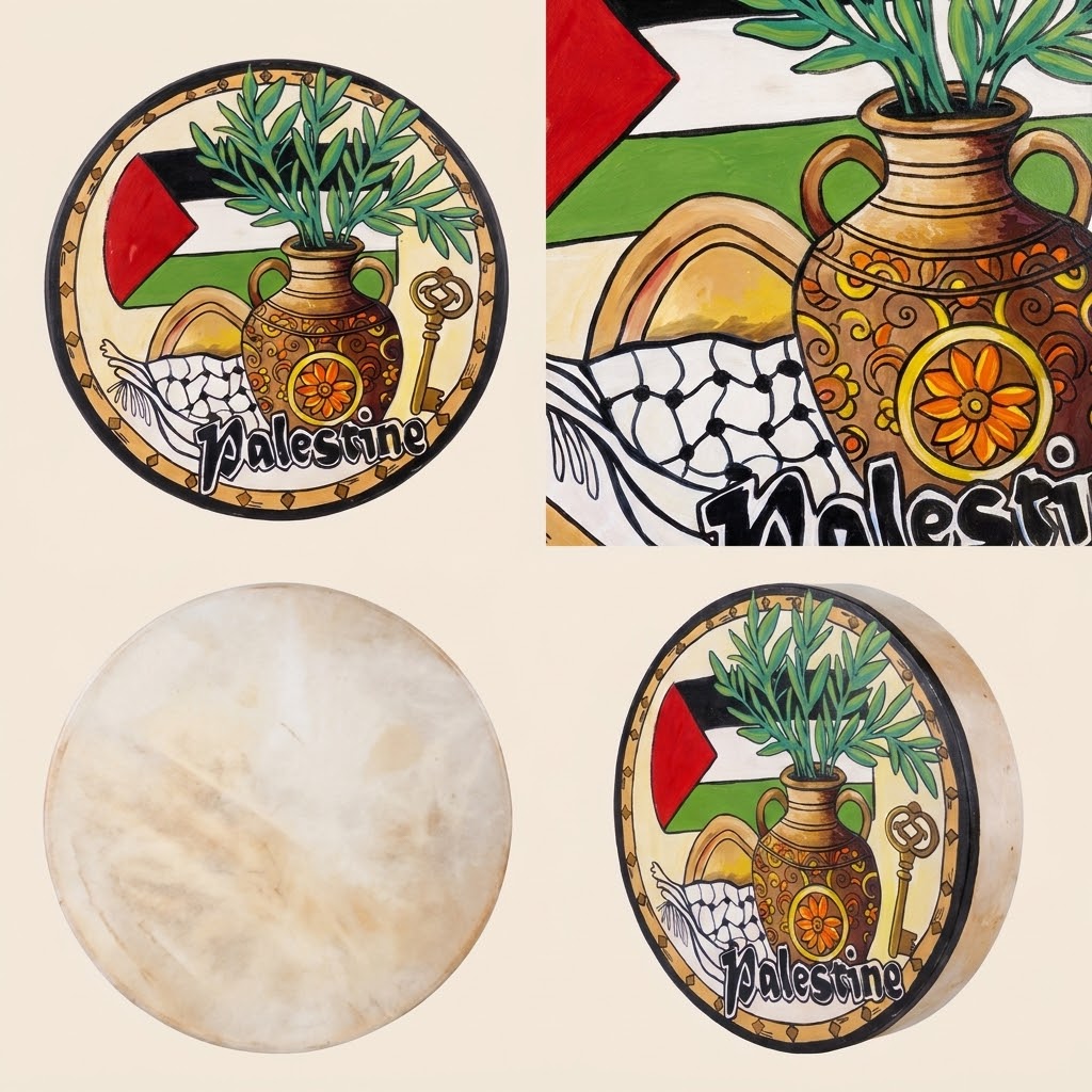 Tambor Daf con diseños tradicionales