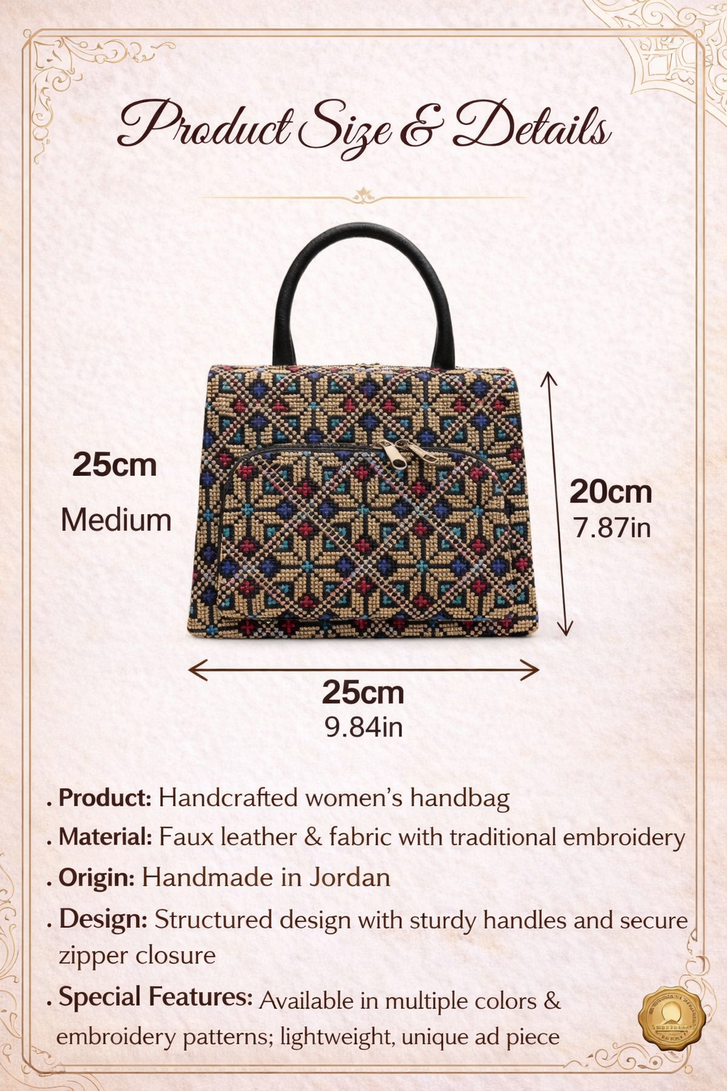 Classic Embroidered Handbag