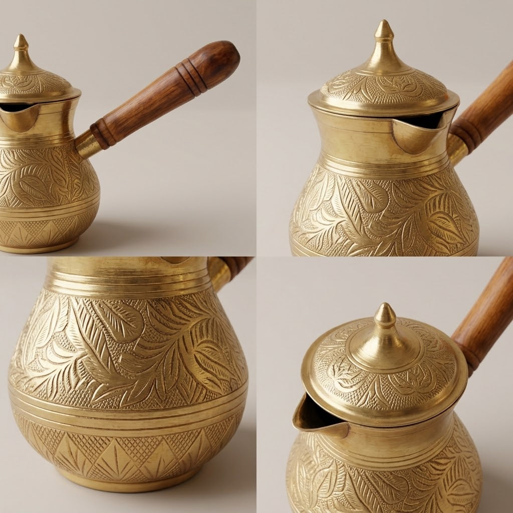 Handcrafted Premium Thick Copper Coffee Pot — Traditional Eastern Style Dallah