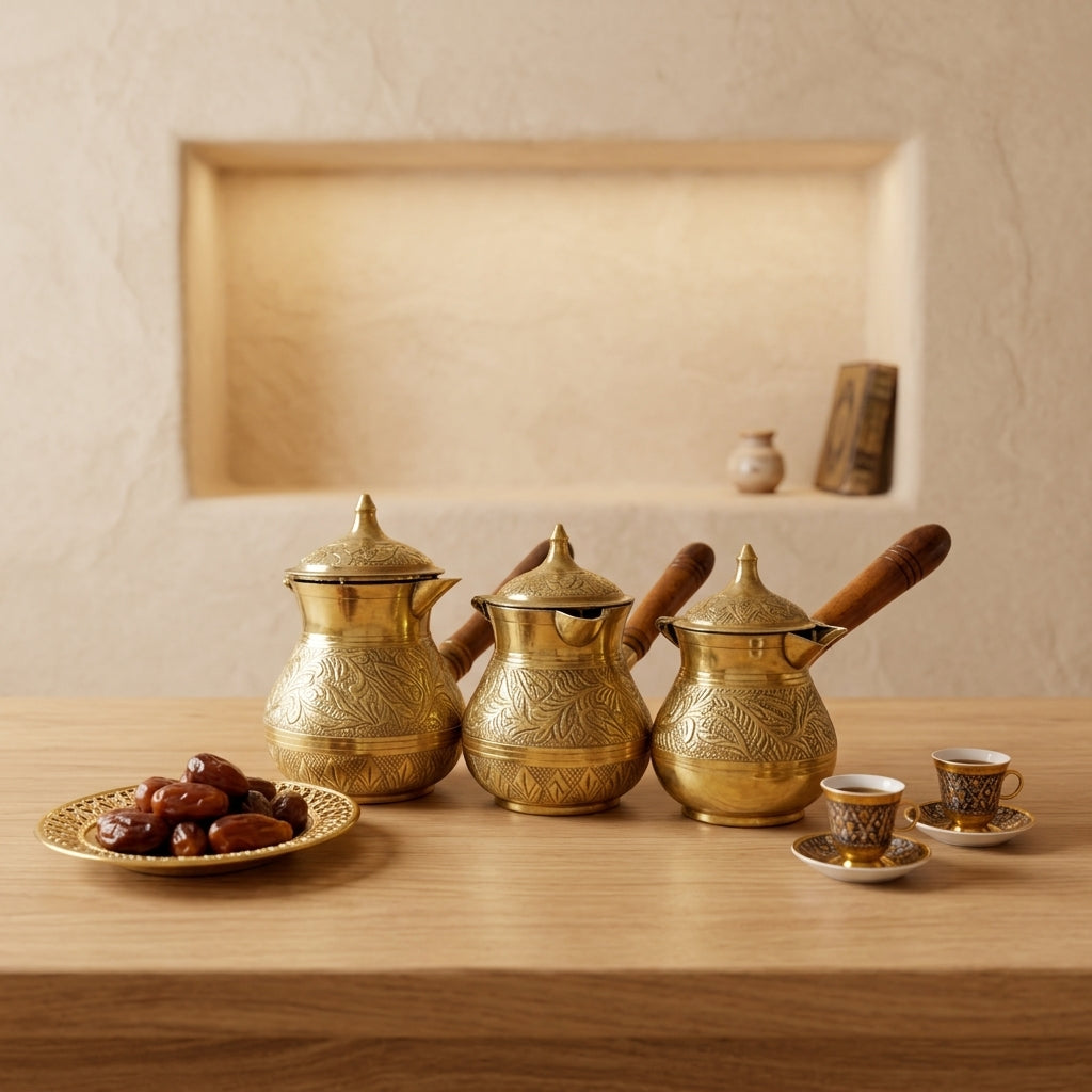 Handcrafted Premium Thick Copper Coffee Pot — Traditional Eastern Style Dallah