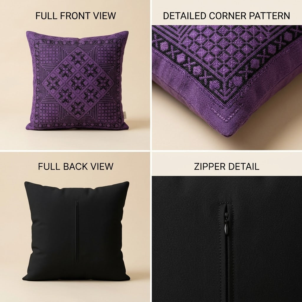غطاء وسادة مربع مطرز