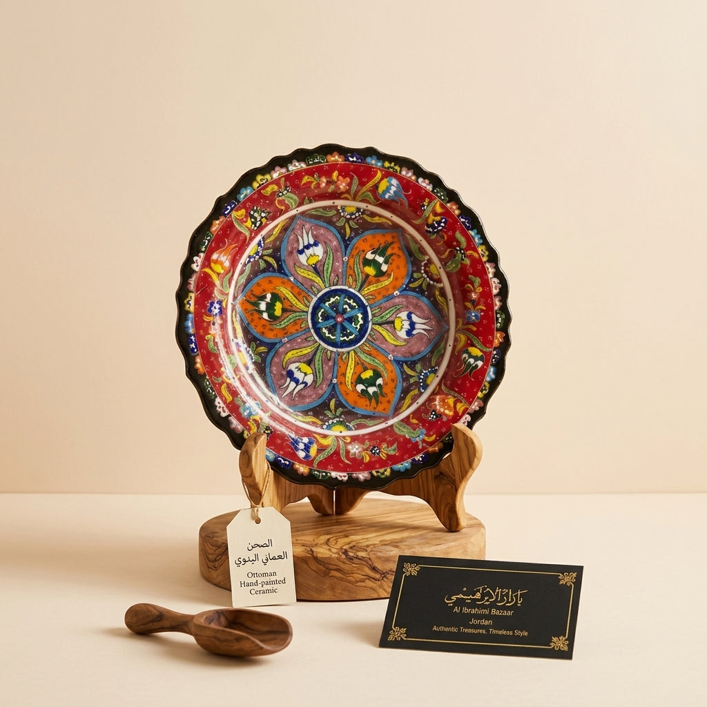 Handmade Painted Ottoman Heritage Ceramic Plate — Luxury Decorative Centerpiece