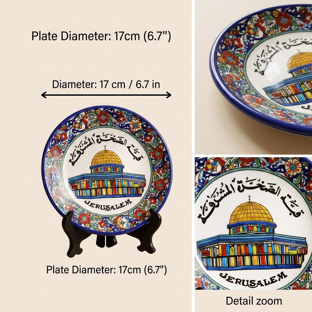 Handmade Painted Historic Dome Architecture Ceramic Plate — Luxury Decorative Souvenir with Stand