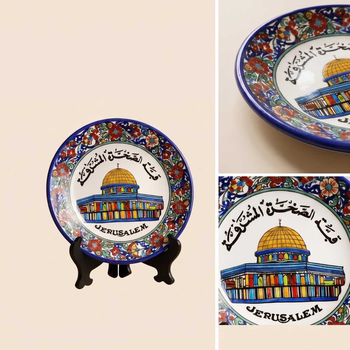 Handmade Painted Historic Dome Architecture Ceramic Plate — Luxury Decorative Souvenir with Stand