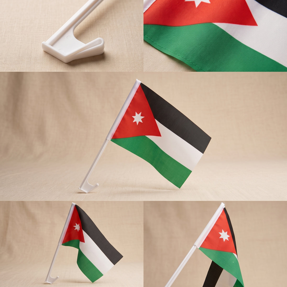 Jordan National Pride Car Flag — Lightweight Fabric Window Mount Vehicle Accessory