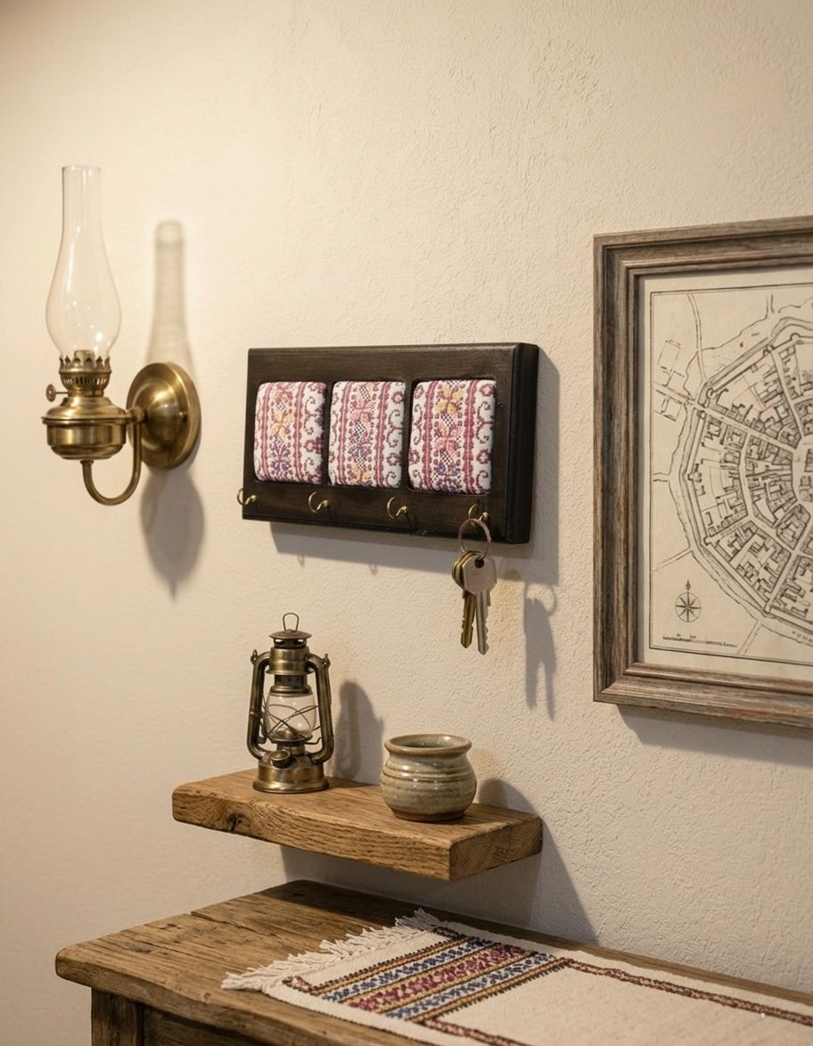 Embroidered Wooden Keychain