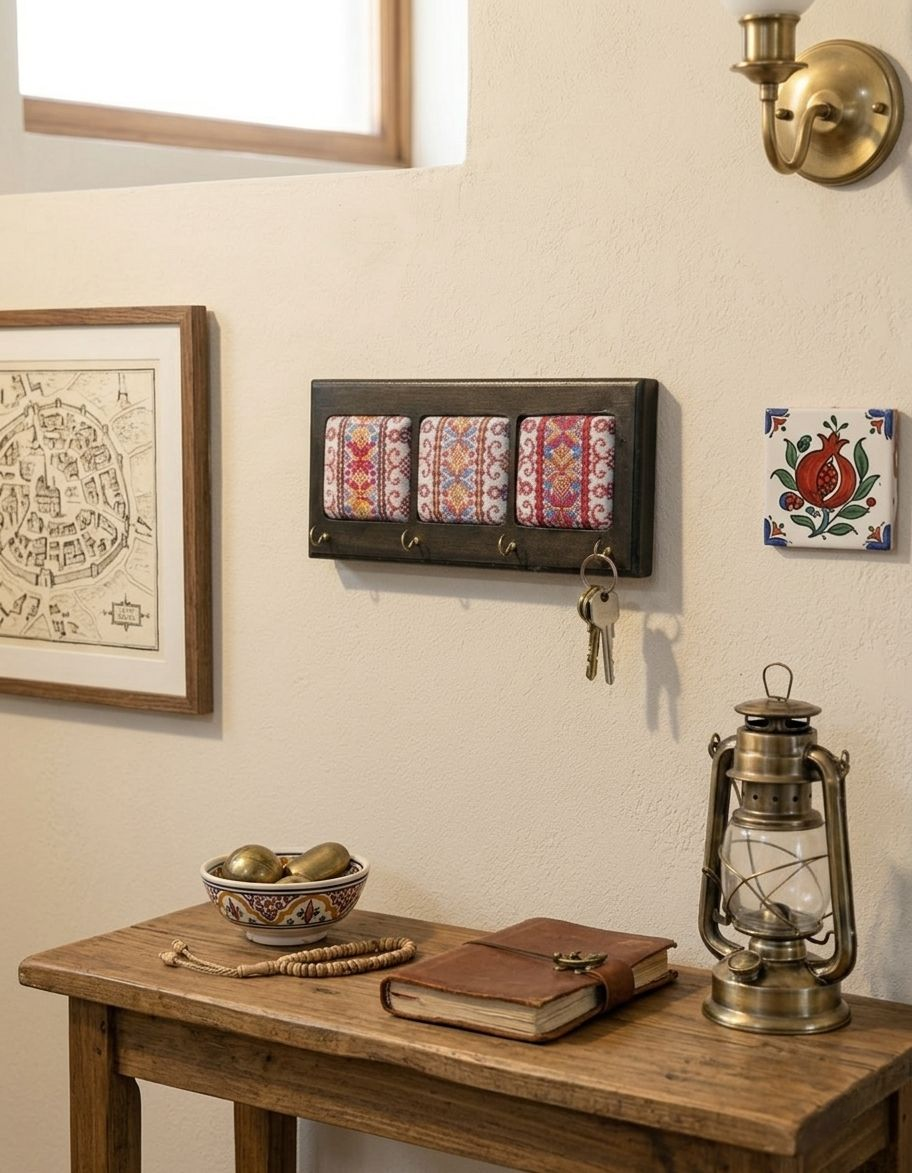 Embroidered Wooden Keychain