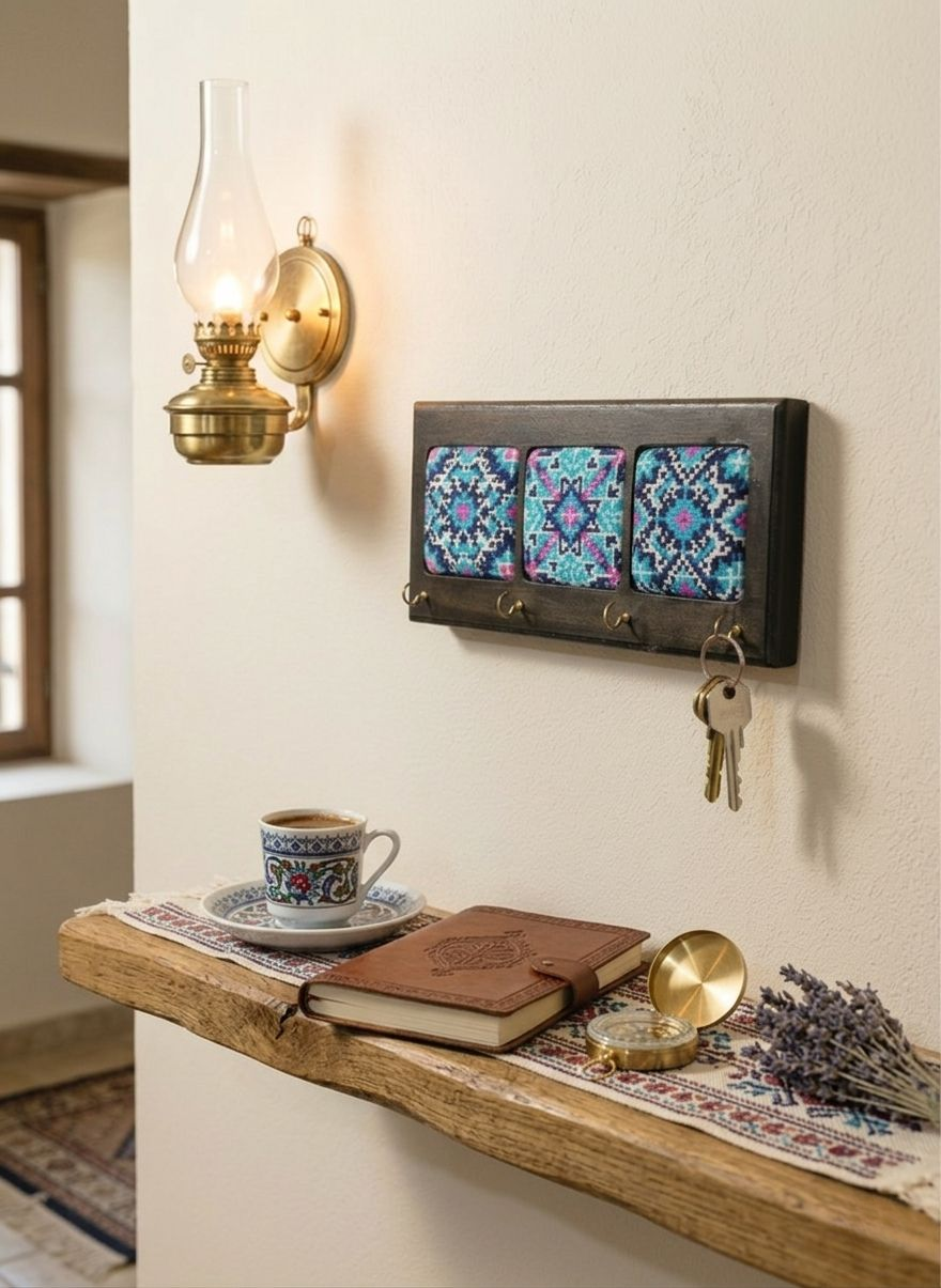 Embroidered Wooden Keychain