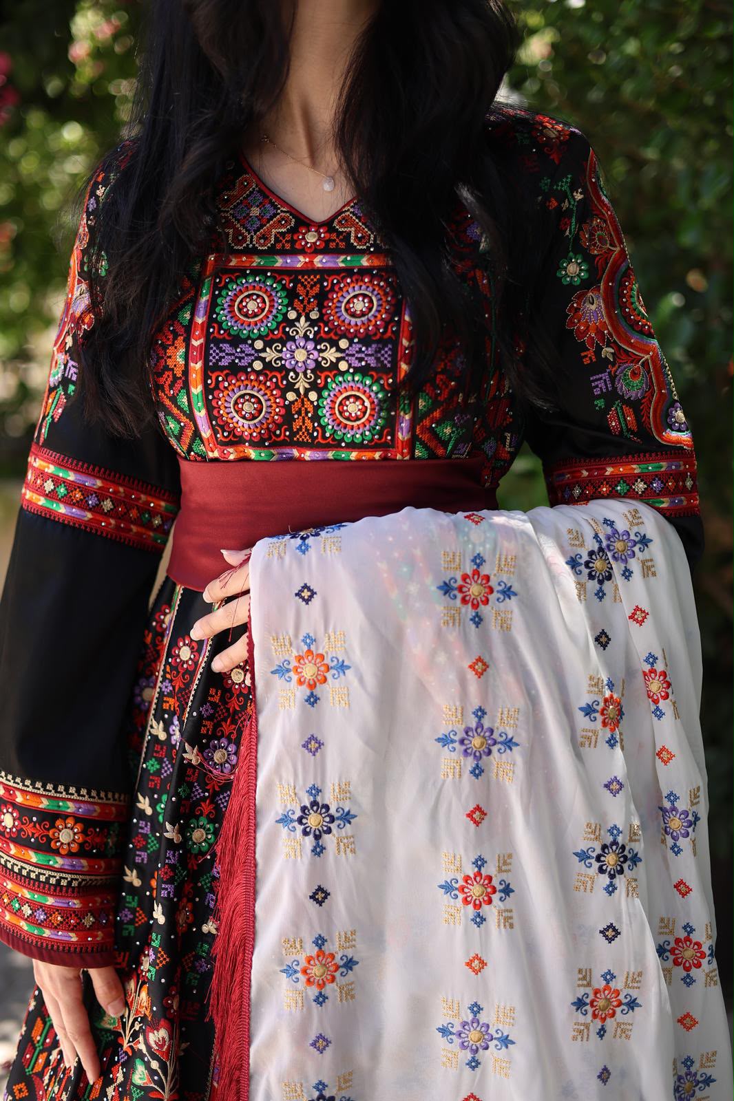 Palestinian Traditional Bridal Embroidered Dress — Henna Night & Wedding Thobe