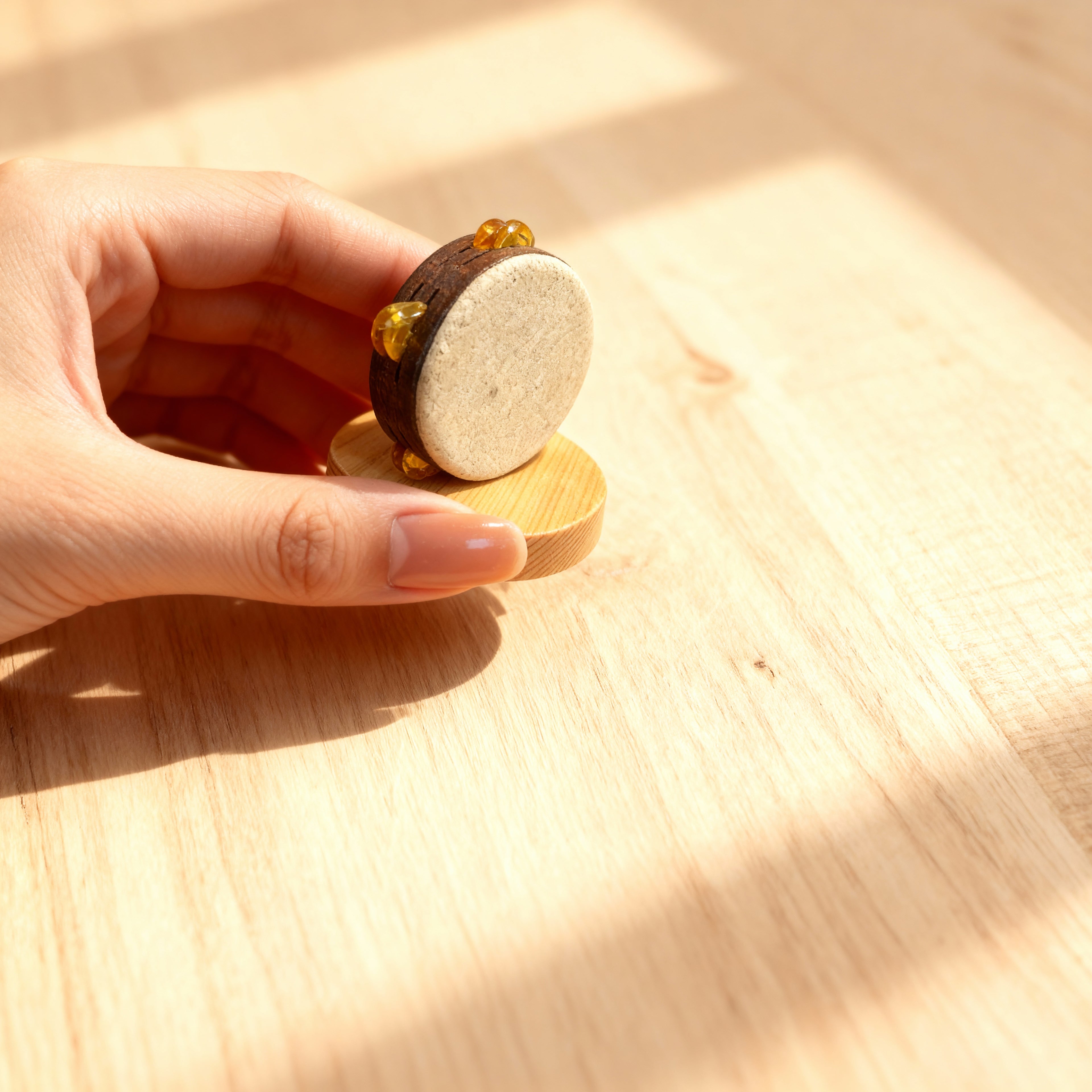 Handmade Wooden Frame Drum Figurin