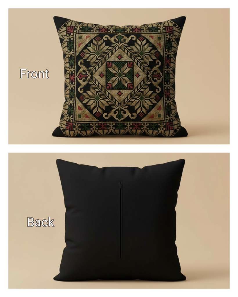 Embroidered Square Pillow Cover | Handcrafted Boho Cushion Case 18x18